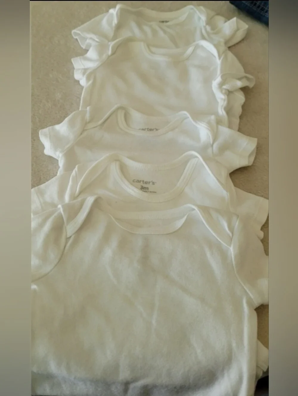 Carter's Unisex Baby 5-Pack Short-Sleeve Bodysuits EG7 White Size 3 Months